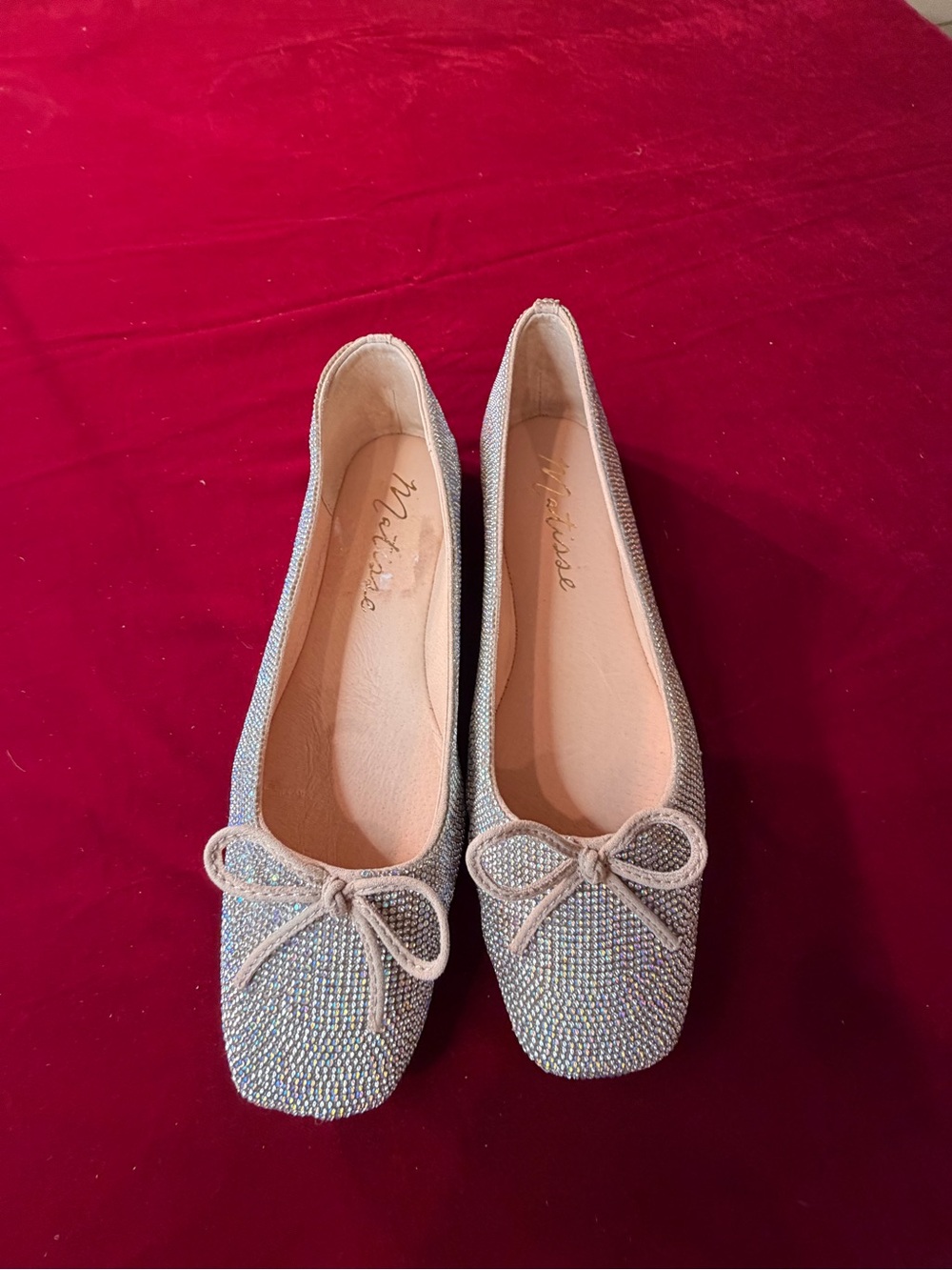Matisse Iridescent Crystal Ballet Flats in Champagne